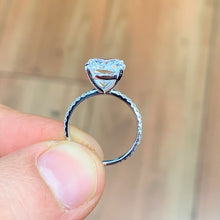 Load image into Gallery viewer, Cushion Cut Moissanite And Round Cut Sides Engagement Ring Round Cut Sides Bridal Set Wedding Ring For Her Set In 14k Solid White Gold 5.25
