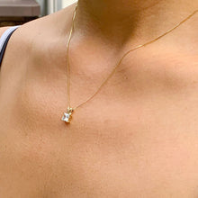 Load image into Gallery viewer, Princess Cut Moissanite Solitaire Necklace And Chain Necklace Delicate Prong Set Minimalist Dainty Pendant 14k Solid Yellow Gold 1.00ct
