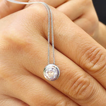 Load image into Gallery viewer, Round Cut CVD Diamond Bezel Set Style Solitaire Pendant Necklace And Chain In 14k Solid White Gold Bridal Wedding Anniversary Gift 1.00ct
