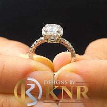Load image into Gallery viewer, Cushion Cut Moissanite Engagement Ring And Round Cut Sides Bridal Ring Halo Style Ring 14k Solid White Gold Wedding Ring For Her 1.90ctw

