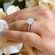 Load image into Gallery viewer, Round Cut Moissanite Engagement Ring And Band And Round Cut Sides 4.50ct 14k Solid Rose Gold Wedding Ring And Matching Band Half Eternity
