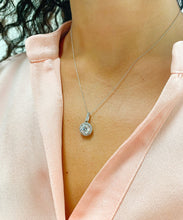 Load image into Gallery viewer, Round Cut Moissanite Necklace Pendant 14K Solid White Gold  Halo Gift Wedding Gift Bridal Gift anniversary Gift 1.75ctw Pendant And Chain
