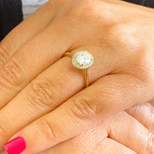 Load image into Gallery viewer, Oval Cut Moissanite and Round Sides Engagement Ring 14k Solid Yellow Gold Minimalist Halo Wedding Ring Bridal Propose Ring For Her 1.20ctw
