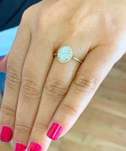 Load image into Gallery viewer, Oval Cut Moissanite and Round Sides Engagement Ring 14k Solid Yellow Gold Minimalist Halo Wedding Ring Bridal Propose Ring For Her 1.20ctw
