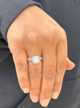 Load image into Gallery viewer, Cushion Cut And Round Cut Sides Diamond Engagement Ring And Matching Band IGI Certified 14k Solid White Gold Wedding Set 4.00ct F-VS2
