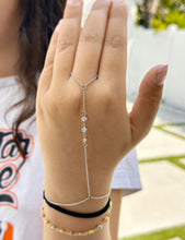 Load image into Gallery viewer, Finger Bracelet Round Cut Moissanites Ring Bracelet In 14k Solid White Gold Finger Chain Bracelet Bezel Set Chain Bracelet Gift For Her 0.30

