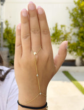 Load image into Gallery viewer, Finger Bracelet Round Cut Moissanites Ring Bracelet14k Solid Yellow Gold Hand Chain Bracelet Bezel Set Chain Bracelet Gift For Her 0.30ctw
