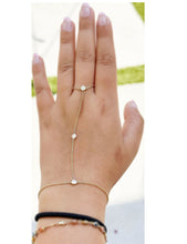 Load image into Gallery viewer, Finger Bracelet Round Cut Moissanites Ring Bracelet14k Solid Yellow Gold Hand Chain Bracelet Bezel Set Chain Bracelet Gift For Her 0.30ctw
