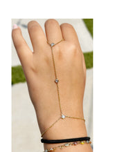 Load image into Gallery viewer, Finger Bracelet Round Cut Moissanites Ring Bracelet14k Solid Yellow Gold Hand Chain Bracelet Bezel Set Chain Bracelet Gift For Her 0.30ctw
