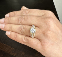 Load image into Gallery viewer, GIA Certified Natural Round Cut Diamond Engagement Ring In 14k Solid And Heavy Yellow Gold Wedding Ring 2.70ct Bridal Ring Hidden Halo Style
