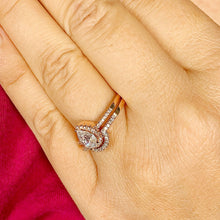 Load image into Gallery viewer, Pear Shape And Round Cut Moissanite Engagement Ring And Matching Band Women's 14k Solid Rose Gold Wedding Ring And Band Bridal Halo 1.50ctw
