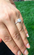 Load image into Gallery viewer, Cushion Cut Moissanite And Round Cut Sides Engagement Ring Halo Style Bridal Ring Women's Wedding Ring For Her 14k Solid White Gold 1.80ctw
