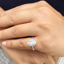 Load image into Gallery viewer, Oval Shape Moissanite And Round Cut Sides Engagement Wedding Ring Anniversary Bridal Style Halo Ring For Her 14k Solid White Gold 2.50ctw
