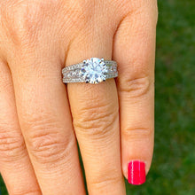 Load image into Gallery viewer, Round Cut Moissanite And Round Cut Sides Engagement Ring Filigree Style Wedding Anniversary Bridal Ring In 14k Solid White Gold 3.50ctw
