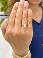 Load image into Gallery viewer, Oval Cut Moissanite And Round Cut Sides Hidden Halo Style Engagement Ring 14k Solid White Gold Wedding Ring Bridal Propose Ring For Her 1.70
