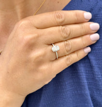 Load image into Gallery viewer, Oval Cut Moissanite And Round Cut Sides Hidden Halo Style Engagement Ring 14k Solid White Gold Wedding Ring Bridal Propose Ring For Her 1.70
