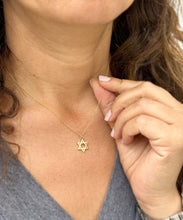 Load image into Gallery viewer, Star Of David Style Pendent And Chain in 14K Solid Yellow Gold Necklace Minimalist Style Wedding Bridal And Anniversary Women's Gift For Her
