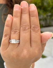 Load image into Gallery viewer, Princess Cut Center And Round Cut Sides Diamonds Engagement Ring And Matching Band IGI Certified 14k White Gold Wedding Bridal 2.10ct F-VS2
