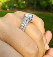 Load image into Gallery viewer, Round Cut Diamond Engagement Ring In IGI Certified 14k Solid And Heavy White Gold Wedding Ring 2.70ctw Bridal Ring Hidden Halo Style F-VS2
