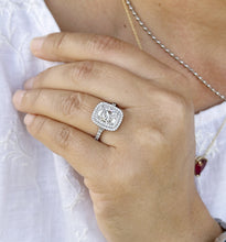 Load image into Gallery viewer, Cushion Cut Moissanite and Round Cut Sides Cvd Diamond Engagement Ring Set In Double Halo 14K Solid White Gold Wedding Bridal Ring 4.00
