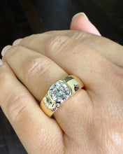 Load image into Gallery viewer, Round Cut Diamond Engagement Ring Semi Bezel Set Solitaire Bridal Ring IGI Certified 14k Solid Yellow Gold Wedding Solitaire Ring 2.00 F-VS2
