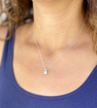 Load image into Gallery viewer, Solitaire Necklace And Chain IGI Certified Delicate Princess Cut Diamond Prong Set Mininmalist Dainty Pendant 14k Solid White Gold 1.00ct
