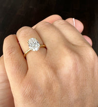 Load image into Gallery viewer, Oval Shape Moissanite Engagement Ring Solitaire Four Prong Set Bridal Wedding Ring For Her Minimalist Design 14k Solid Yellow Gold 5.00ct
