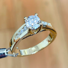 Load image into Gallery viewer, Round Cut Shape Moissanite Engagement Ring Channel Set Bridal Ring 14k Solid And Heavy Yellow Gold Women's Wedding Ring For Her 1.50ctw

