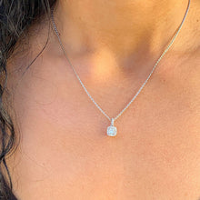 Load image into Gallery viewer, Princess Cut And Round Cut Sides Moissanites And Sapphire Pendent And Chain 14k Solid White Gold Bridal Wedding Anniversary Gift 1.00ctw
