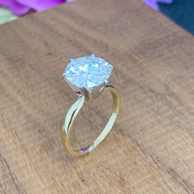Load image into Gallery viewer, Round Cut Moissanite Engagement Ring Solitaire  in 14k Solid Yellow Gold Bridal Ring Six Prong Set Style Wedding Anniversary Ring 4.00ct
