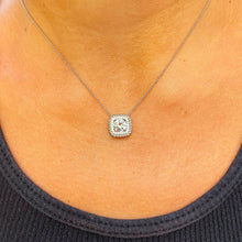 Load image into Gallery viewer, Round Cut Moissanite Pendant And Chain Prong Set Filigree Style Necklace and Chain Set In 14k Solid White Gold Halo Filigree Style 1.15ctw
