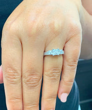 Load image into Gallery viewer, Princess Cut Moissanite And Round Cut Engagement Ring Antique Style In 14k Solid White Gold Wedding Ring Three Stone Style Bridal Ring 1.60
