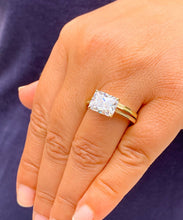 Load image into Gallery viewer, Radiant Cut Moissanite Engagement Ring And Matching Band Solitaire Set In 14k Solid Yellow Gold Bridal Wedding Ring And Band Set 3.50ct

