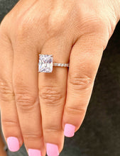 Load image into Gallery viewer, Radiant Cut Moissanite And Round Cut Sides Engagement Ring Solitaire Bridal Ring 14k Solid Rose Gold Wedding Propose Ring For Her 3.80ctw
