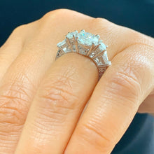Load image into Gallery viewer, Round Cut Moissanite And Round And Baguettes Cut Sides Engagement Ring Antique Filigree Style Wedding Ring 14k Solid White Gold 2.70ctw
