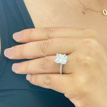 Load image into Gallery viewer, Radiant Cut Moissanite And Round Cut Sides Natural Diamonds Engagement Ring For Her Bridal Wedding Ring Set In 14k Solid White Gold 3.80ctw
