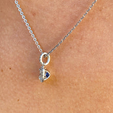 Load image into Gallery viewer, Princess And Round Cut CVD Diamonds And Sapphire Pendent And Chain Necklace In 14k Solid White Gold Bridal Wedding Anniversary Gift 1.00ctw
