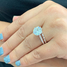 Load image into Gallery viewer, Round Cut Moissanite And Natural Round Cut Sides Diamond Engagement Ring And Matching Band In 14k Solid Rose Gold Wedding Bridal Set 4.50ctw
