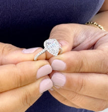 Load image into Gallery viewer, Pear Shape Moissanite And Round Cut Sides Natural Diamonds Engagement Ring In 14k Solid White Gold Bridal Ring Halo Style Wedding Ring 2.50
