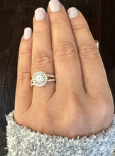 Load image into Gallery viewer, Round Cut Moissanite and CVD Diamond Engagement Ring 14k Solid Yellow Gold Halo Bridal Ring Split Shank Style Wedding Ring 2.20ctw
