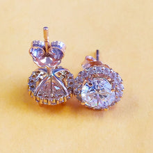 Load image into Gallery viewer, Round Cut Moissanite Stud Earrings Prong Set Bridal Wedding Gif Halo Style Earrings Anniversary Gift For Her 14k Solid White Gold 1.70ctw
