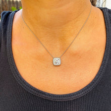 Load image into Gallery viewer, Round Cut Moissanite Pendant And Chain Prong Set Filigree Style Necklace and Chain Set In 14k Solid White Gold Halo Filigree Style 1.15ctw
