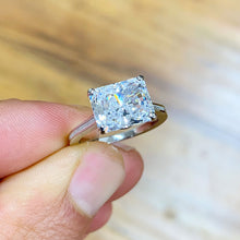 Load image into Gallery viewer, Radiant Cut Moissanite Engagement Ring Solitaire Antique Filigree Style Bridal Wedding Ring Set In 14k Solid White Gold Ring For Her 3.50ct
