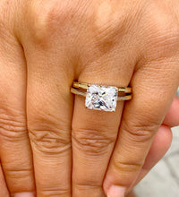 Load image into Gallery viewer, Radiant Cut Moissanite Engagement Ring And Matching Band Solitaire Set In 14k Solid Yellow Gold Bridal Wedding Ring And Band Set 3.50ct
