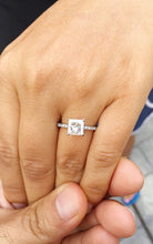 Load image into Gallery viewer, Princess Cut Moissanite and Round Cut Sides Natural Diamond Engagement Ring 14k Solid White Gold Wedding Ring Minimalist Bridal Ring 1.60ctw
