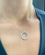 Load image into Gallery viewer, Round Cut CVD Diamonds Necklace Set In 14K Solid White Gold Pendent And Chain Circle Of Love Or Life Bridal Wedding Anniversary Gift 0.65ctw
