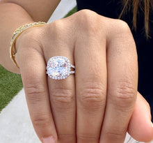 Load image into Gallery viewer, Cushion Cut And Round Cut Diamond Engagement Ring IGI Certified 14k Solid White Gold Halo Wedding ring Split shank Bridal Ring 4.70ct G-VS2
