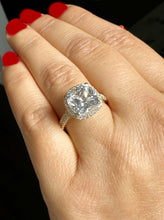 Load image into Gallery viewer, Cushion Cut Moissanite And Round Cut Sides Engagement Ring Halo Style Wedding Ring 14k Solid White Gold Bridal Ring Women's Halo Ring 6.00ct
