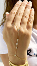 Load image into Gallery viewer, Finger Bracelet CVD Diamond Ring Bracelet 14k Solid Yellow Gold Hand Chain Diamond Bracelet Chain Diamond Bracelet Marquee Shape Links 0.85
