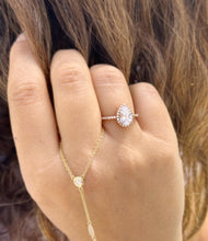 Load image into Gallery viewer, Pear Shape Moissanite And Round Cut Sides Engagement Ring In 14k Solid Rose Gold Bridal Ring Halo Style Wedding Ring Filigree Style 1.70ctw
